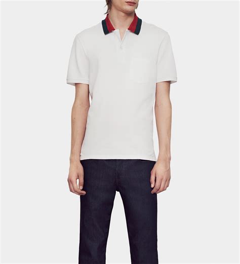 gucci polo web collar white|Gucci Cotton Polo With Web Collar in White for Men .